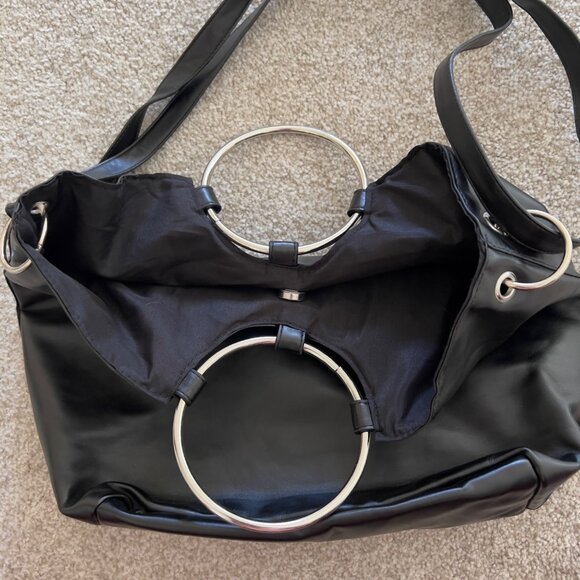 T-Shirt & Jeans For The Record Vegan Sequined Black Ring Tote bag Shoulder Strap - Picture 6 of 8